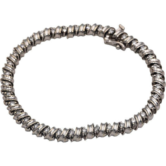 14k White Gold Round Diamond Fancy Link Tennis Bracelet 1.80CT