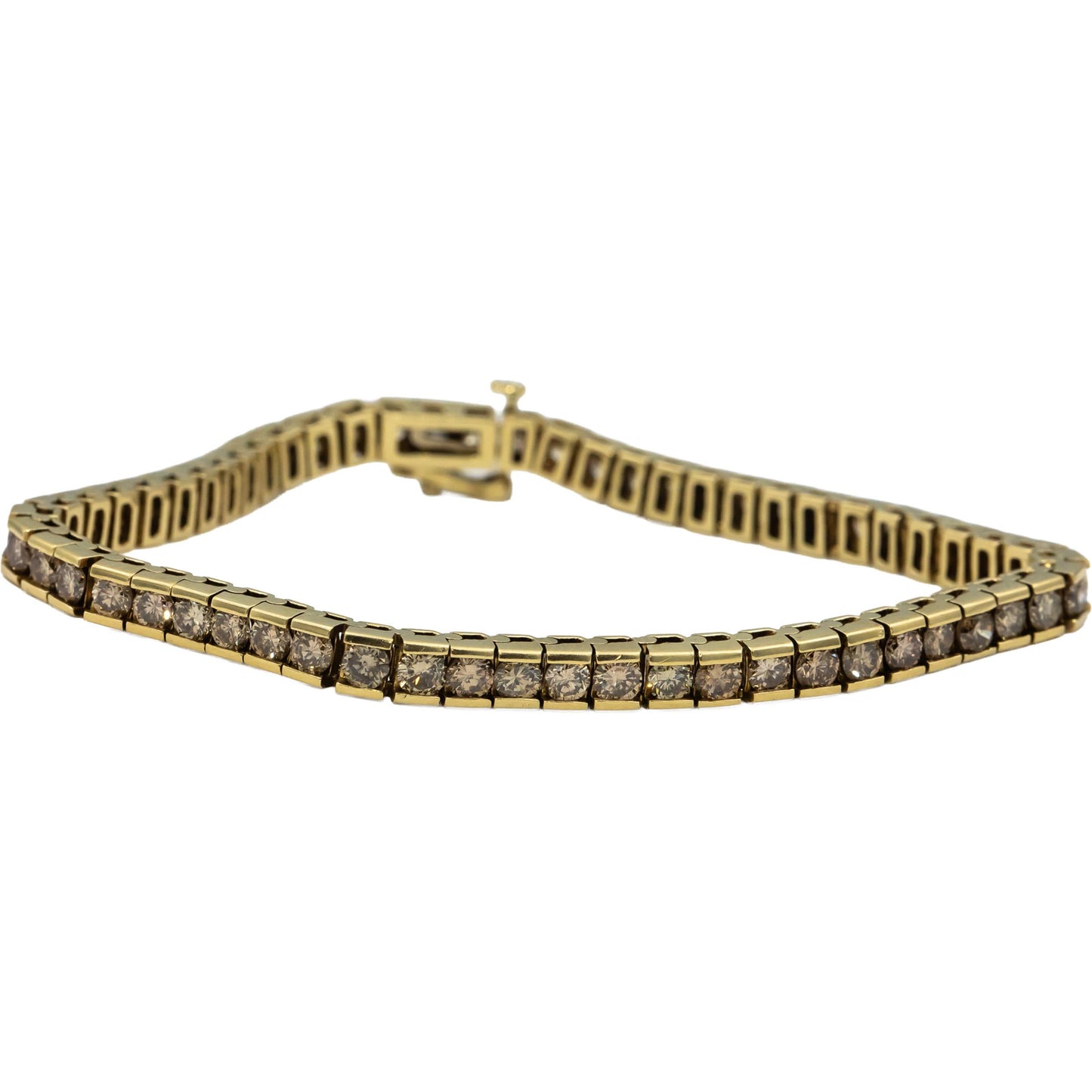 14k Yellow Gold Round Channel Set Diamond Tennis Bracelet 7.50CT
