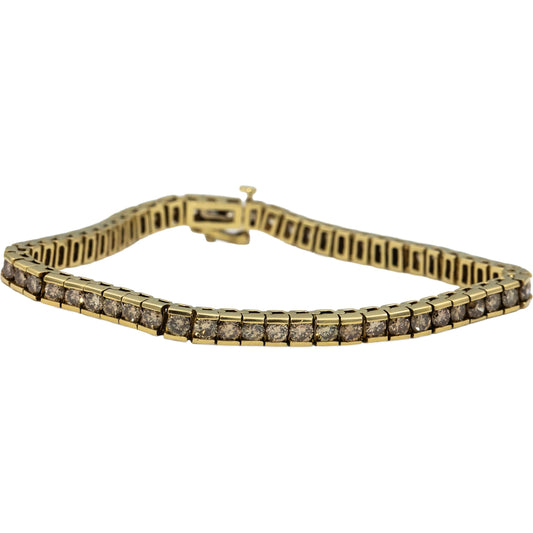 14k Yellow Gold Round Channel Set Diamond Tennis Bracelet 7.50CT
