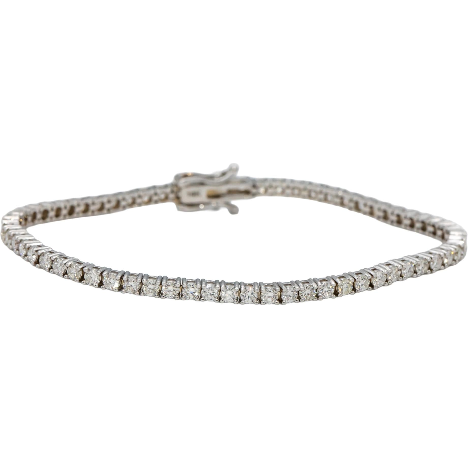 14k White Gold Round Diamond Tennis Bracelet 3.45CT
