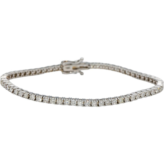 14k White Gold Round Diamond Tennis Bracelet 3.45CT
