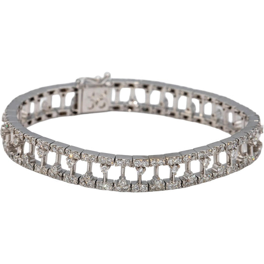 18k White Gold VS Round Diamond Fancy Link Bracelet 5.60CT