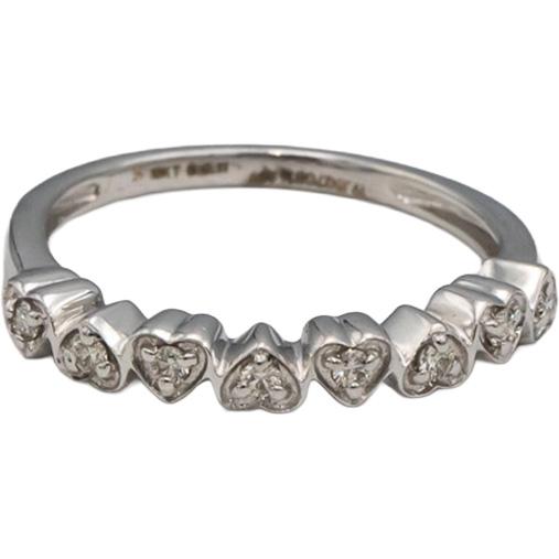 18k White Gold Round Diamond Heart Band Ring 0.11CT Size 5.75
