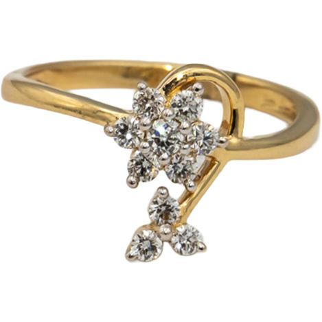 18k Yellow Gold VS Round Diamond Cluster Flower Ring 0.28CT Size 6