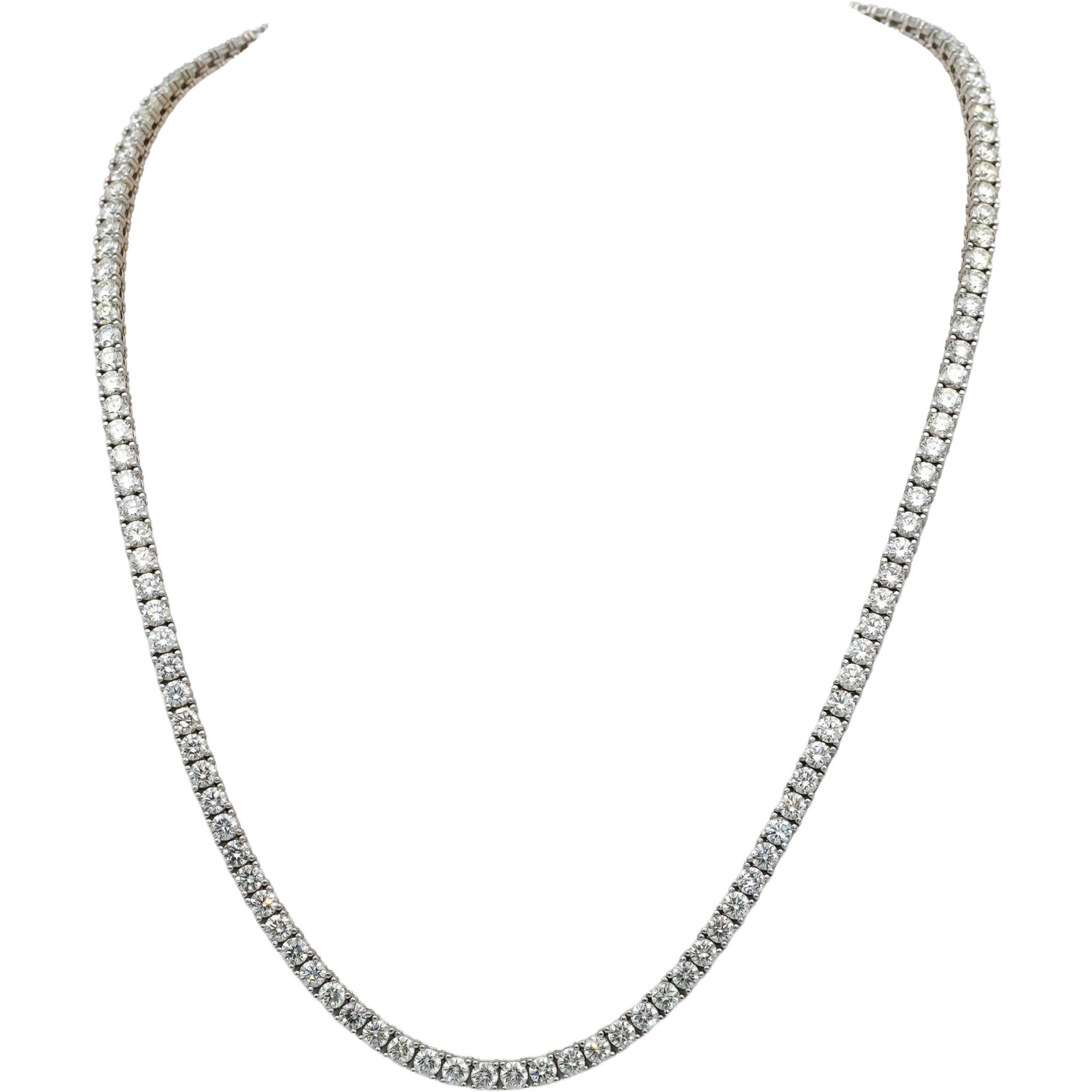 14k White Gold VS Round Diamond Tennis Necklace 25.03CT