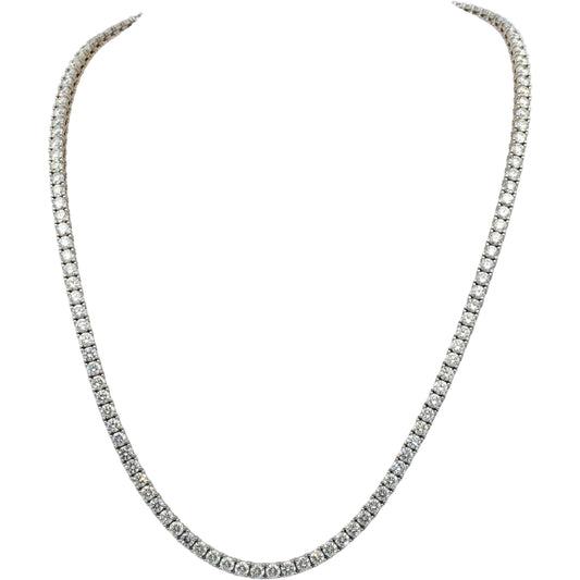 14k White Gold VS Round Diamond Tennis Necklace 25.03CT