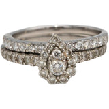 10k White Gold Round Lab Grown Diamond Bridal Engagement Ring Set 0.75CT