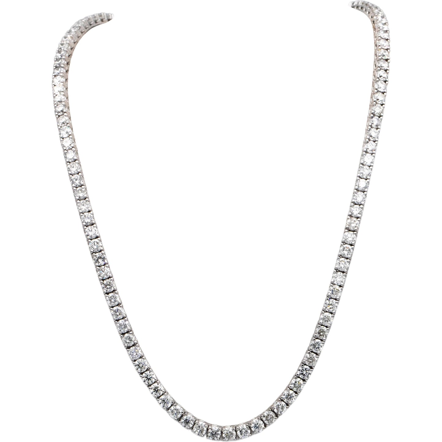 14k White Gold Round Diamond Tennis Necklace 52.95CT