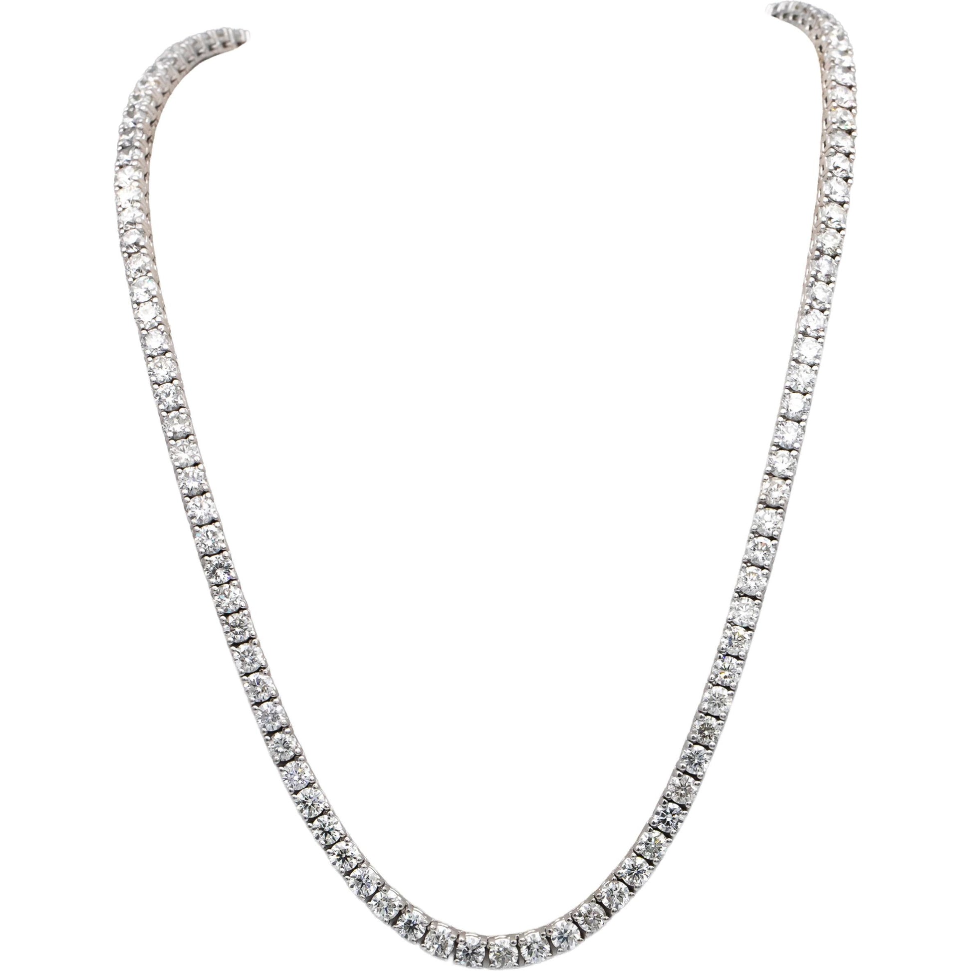 14k White Gold Round Diamond Tennis Necklace 52.95CT