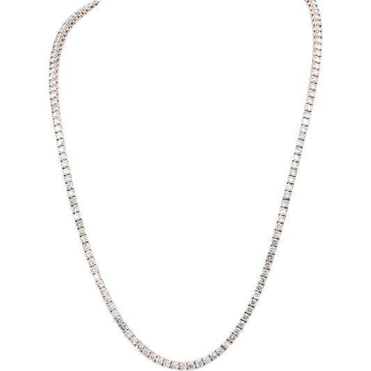 14k White Gold Round Diamond Tennis Necklace 15.0CT