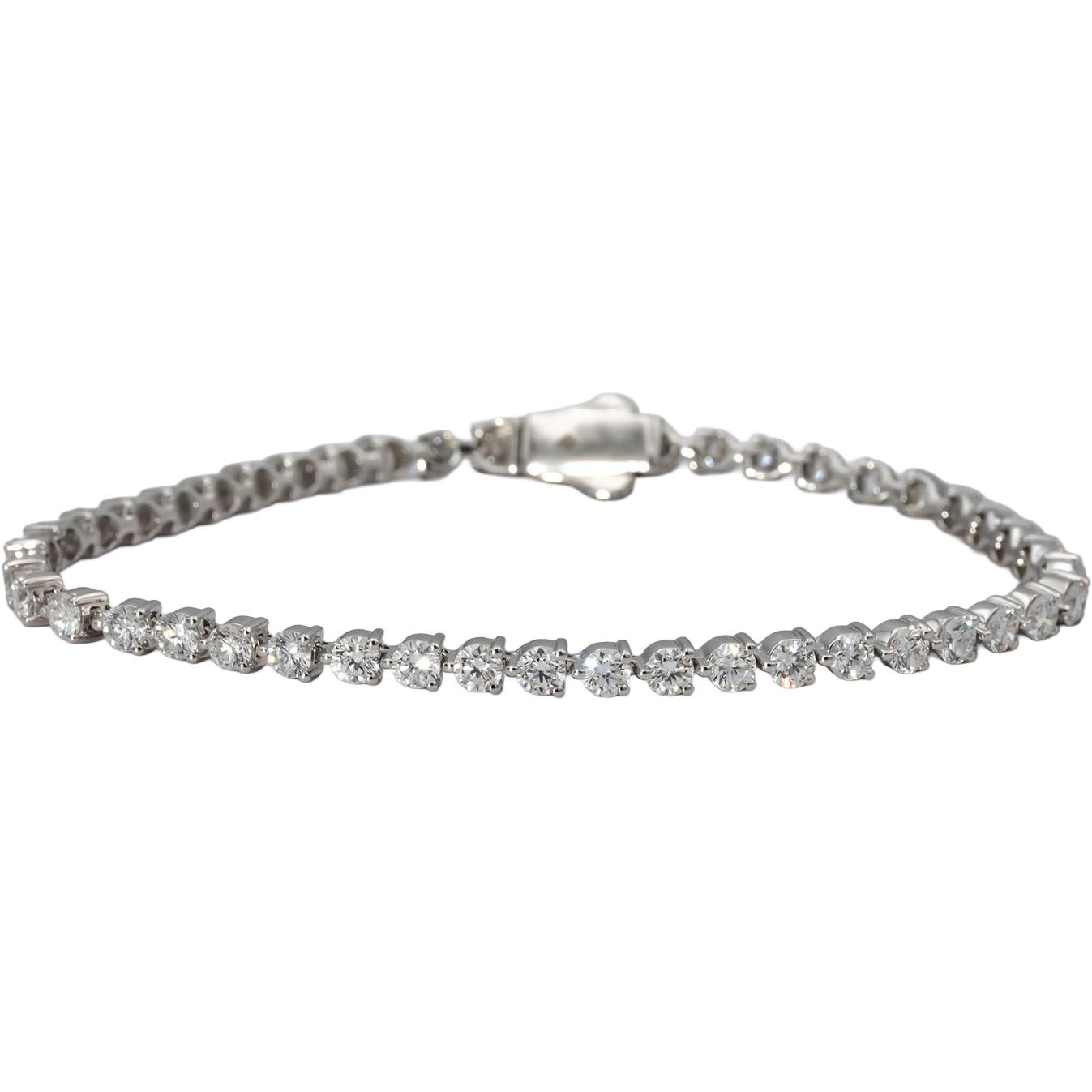 14k White Gold 5.0CT Round Cut Lab Grown Diamond Tennis Bracelet
