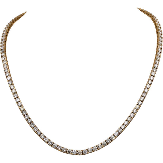 14k Yellow Gold VS Round Diamond Tennis Necklace 16.33CT