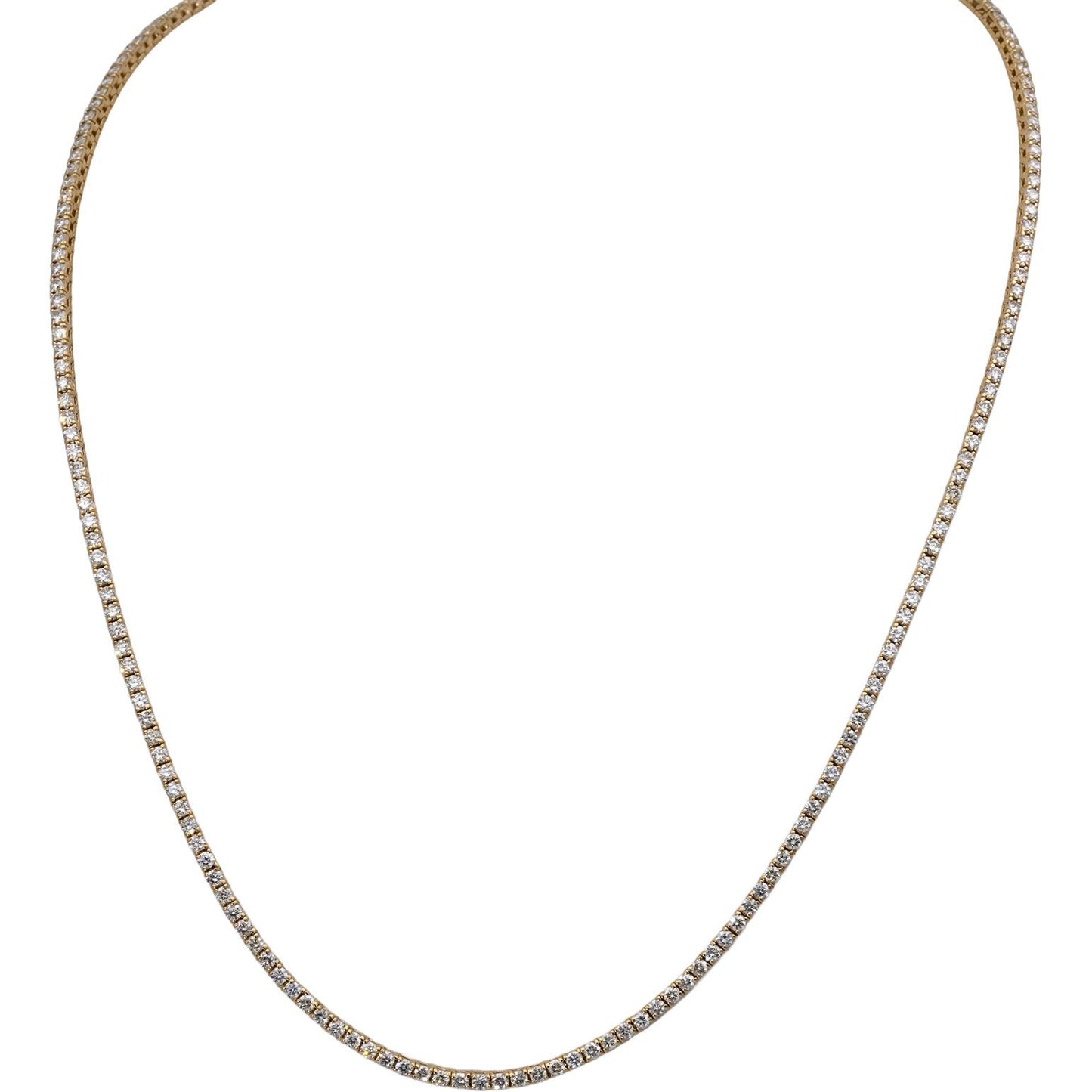 14k Yellow Gold VS Round Diamond Tennis Necklace 5.96CT