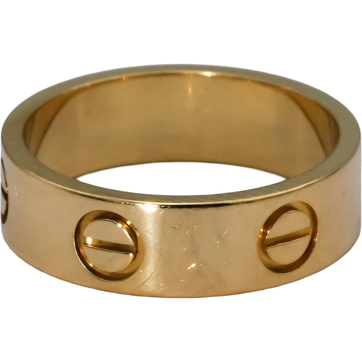 CARTIER 18k Yellow Gold Love Screw Motif 5.5mm Wide Ring Euro Size 52 Size 6