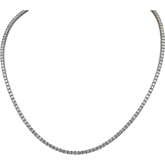 18k White Gold VS Round Diamond Tennis Necklace 7.63CT