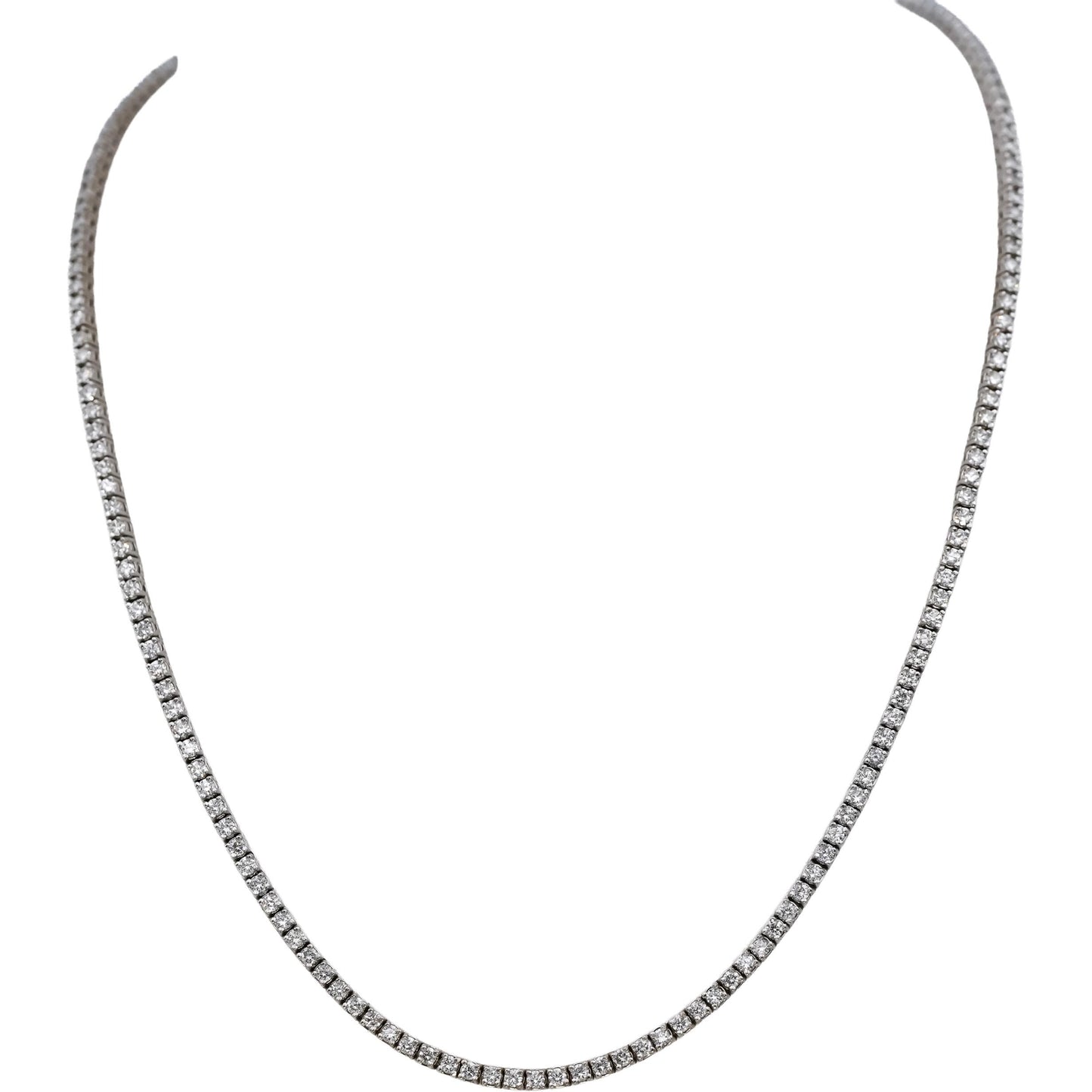 14k White Gold Round Diamond Tennis Necklace 4.53CT