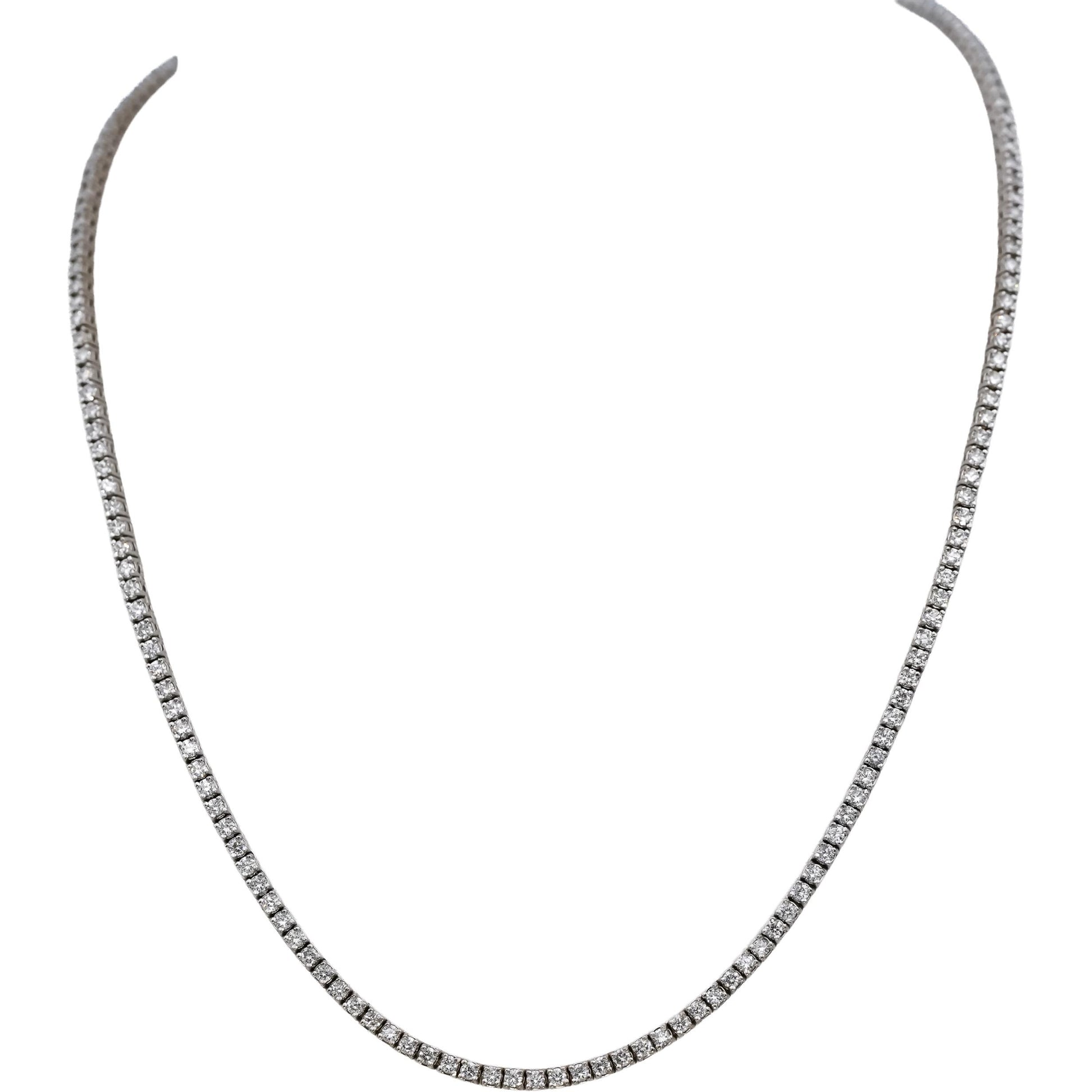 14k White Gold Round Diamond Tennis Necklace 4.53CT