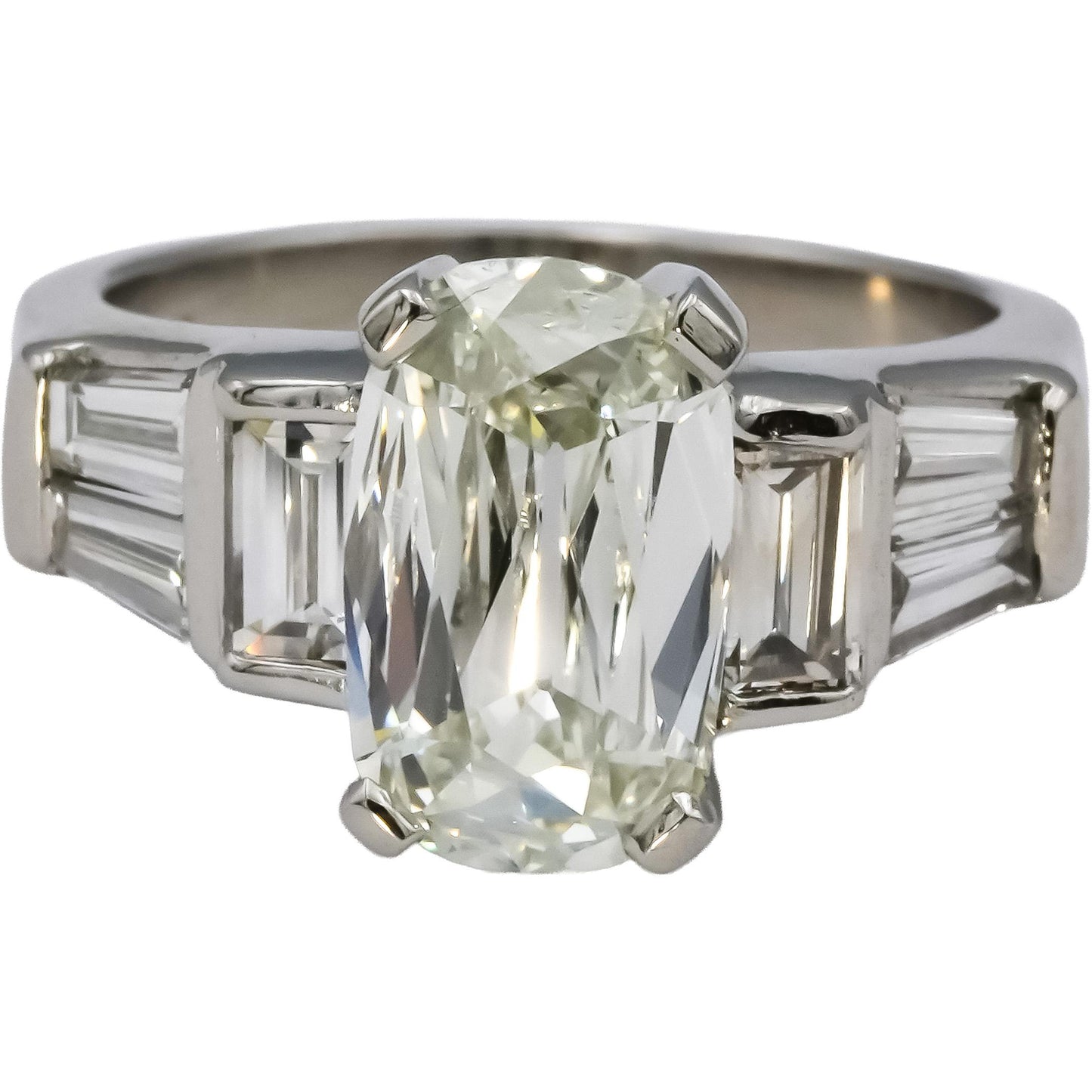 GIA Certified Platinum Old Mine Diamond Engagement Ring 2.46CT w/ 1.71CT Center