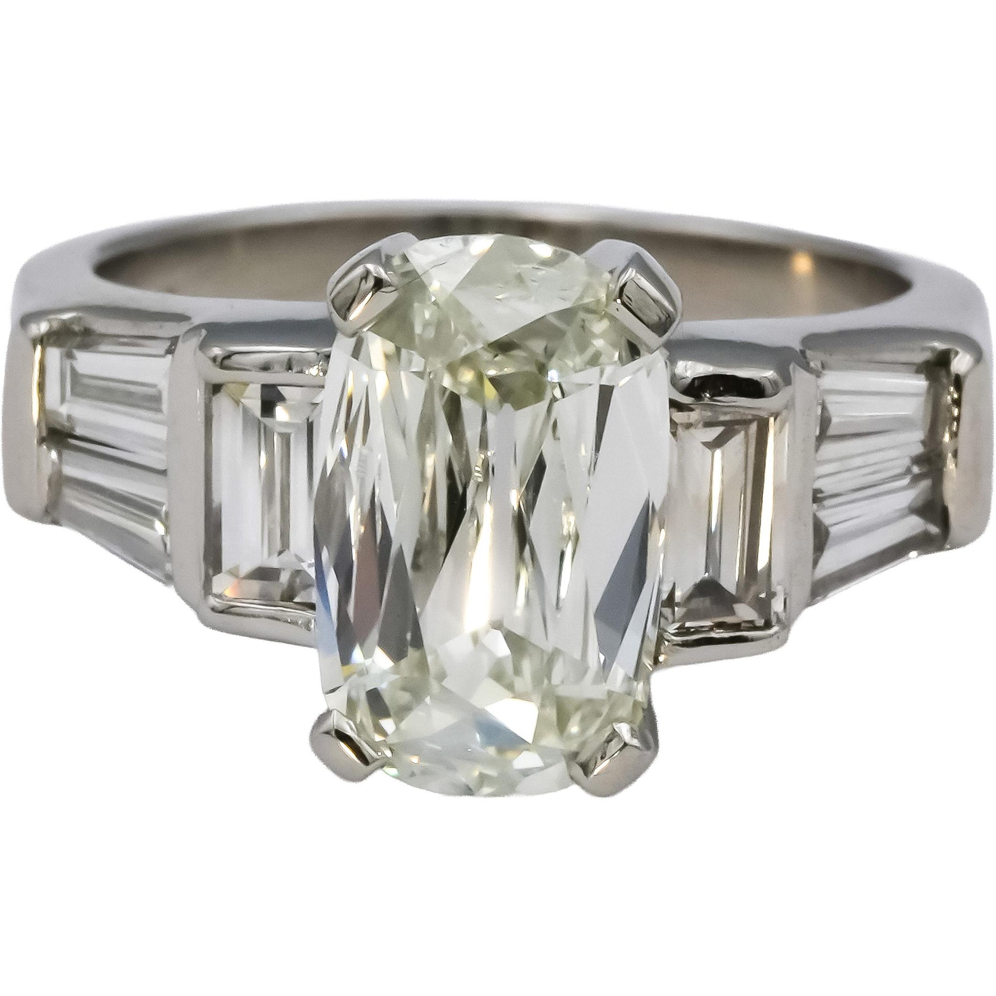 GIA Certified Platinum Old Mine Diamond Engagement Ring 2.46CT w/ 1.71CT Center