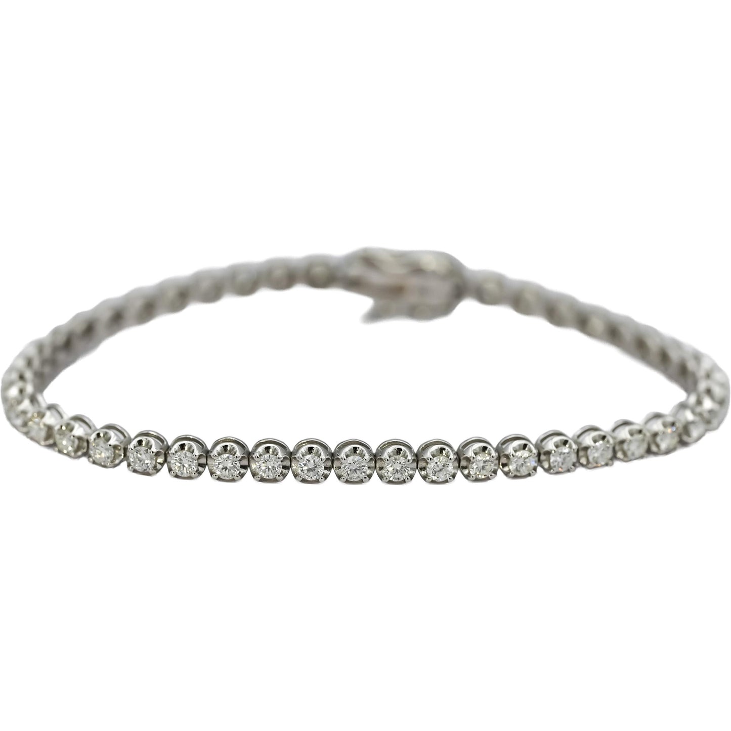 14k White Gold Round Diamond Tennis Bracelet 2.63CT