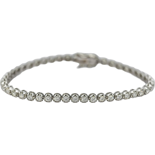 14k White Gold Round Diamond Tennis Bracelet 2.63CT