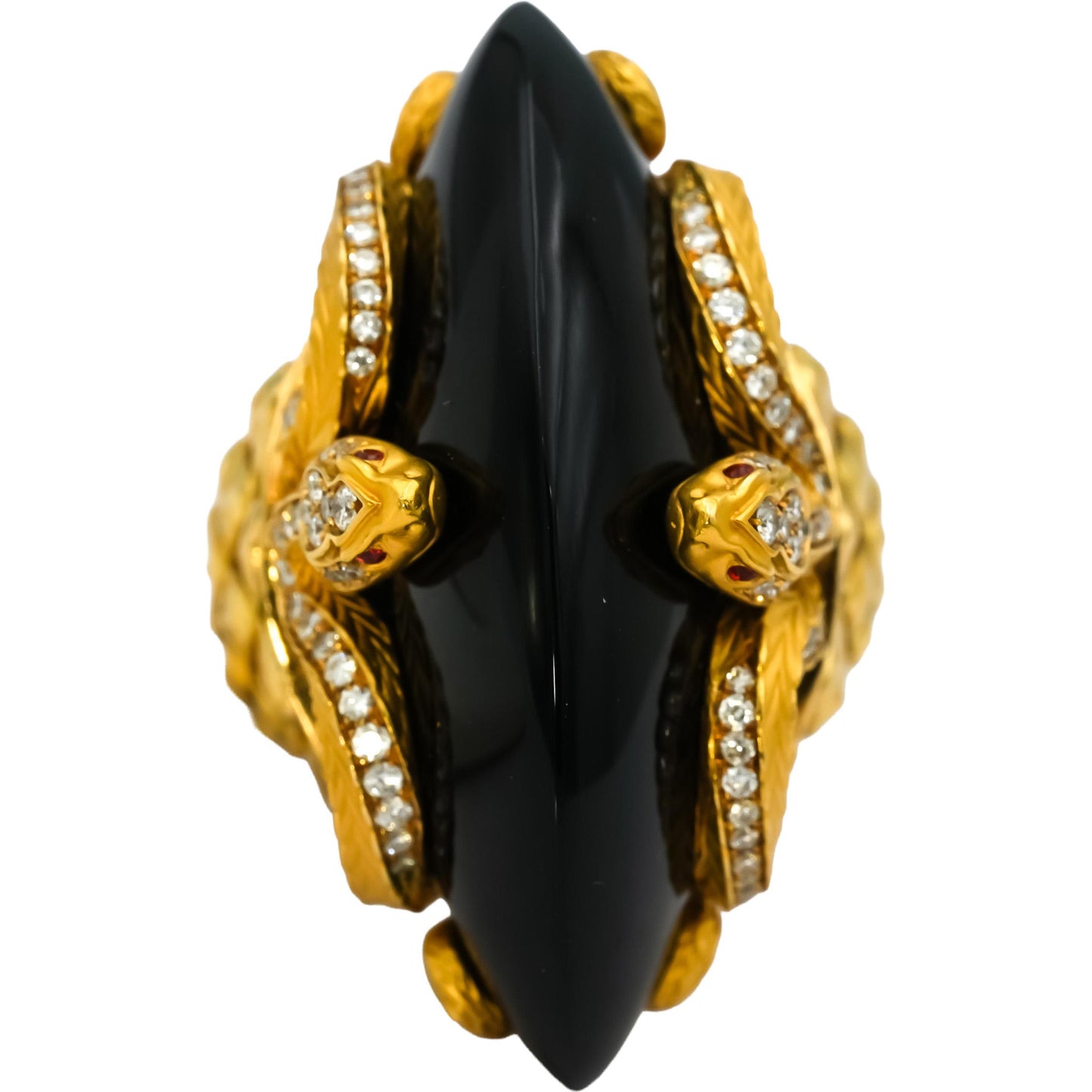 CARRERA Y CARRERA 18k Gold Diamond Sapphire Onyx Abanico Ring 37.20CT $19500