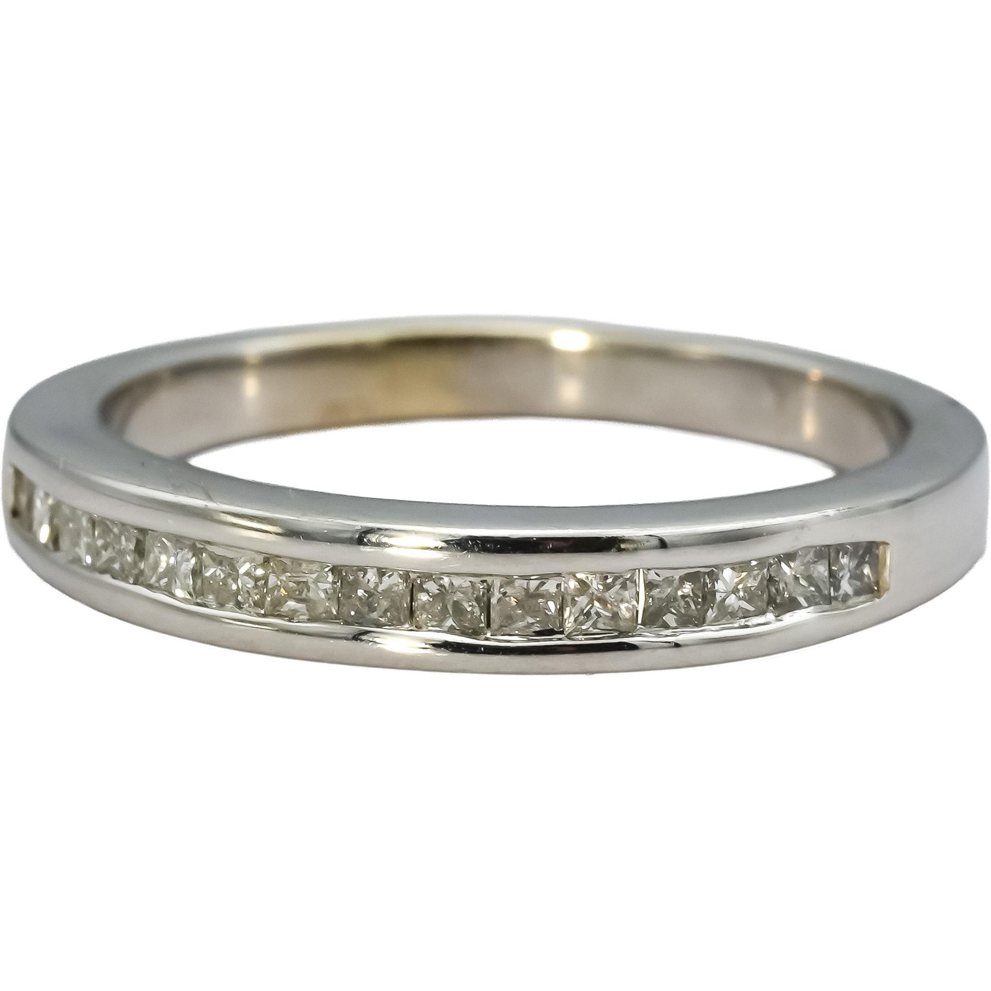 14k White Gold Jewelry Princess Cut Band Ring 0.45CT Size 7