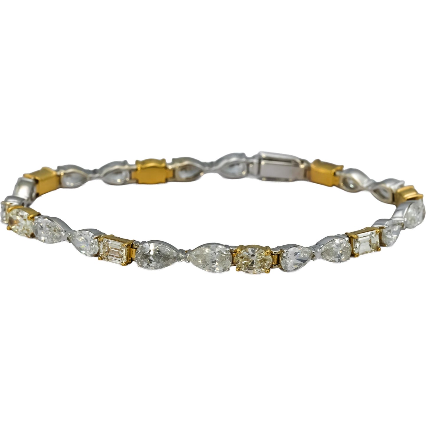 18k White Yellow Gold Emerald Oval Pear Cut Diamond Bracelet 14.0CT
