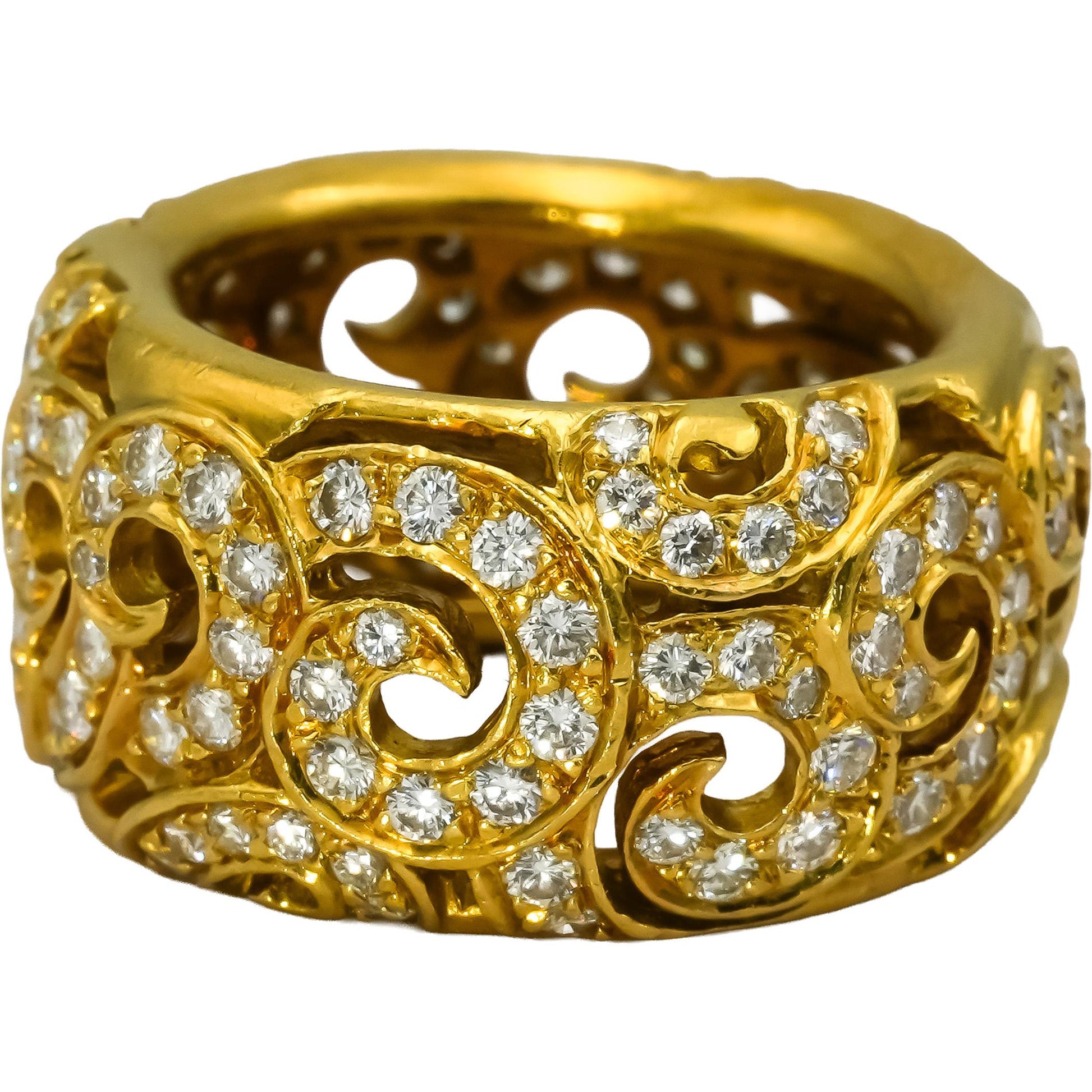 JEAN VITAU 18k Yellow Gold VS Round Diamond Wide Eternity Ring 2.0CT Size 5