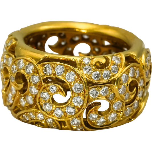 JEAN VITAU 18k Yellow Gold VS Round Diamond Wide Eternity Ring 2.0CT Size 5