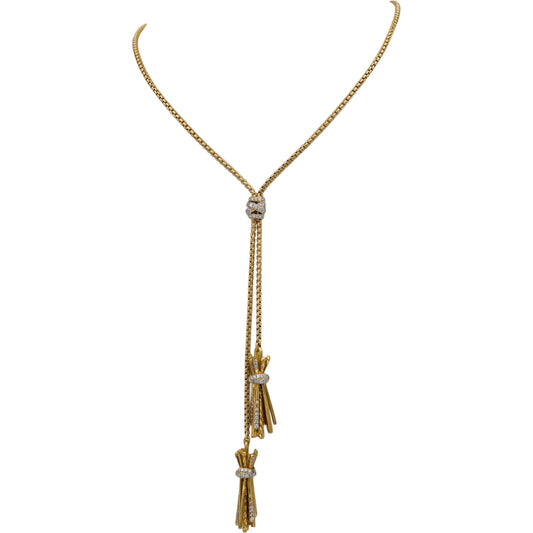 DAVID YURMAN 18k Gold Diamond Angelika Tassel Bolo Necklace 0.79CT 9500 Retail