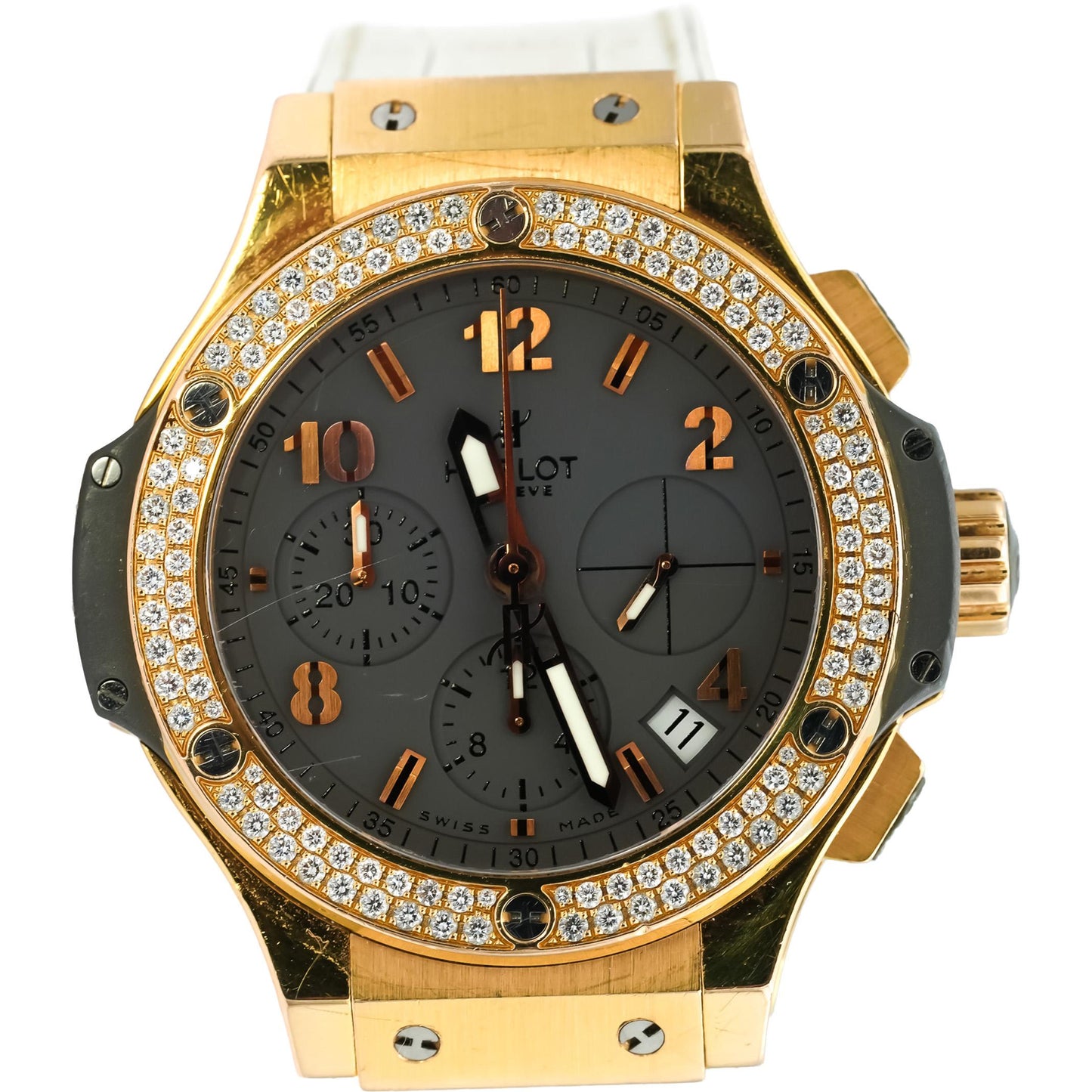 HUBLOT 18k Rose Gold Big Bang Automatic Watch w/ Factory Diamond Bezel Model 341