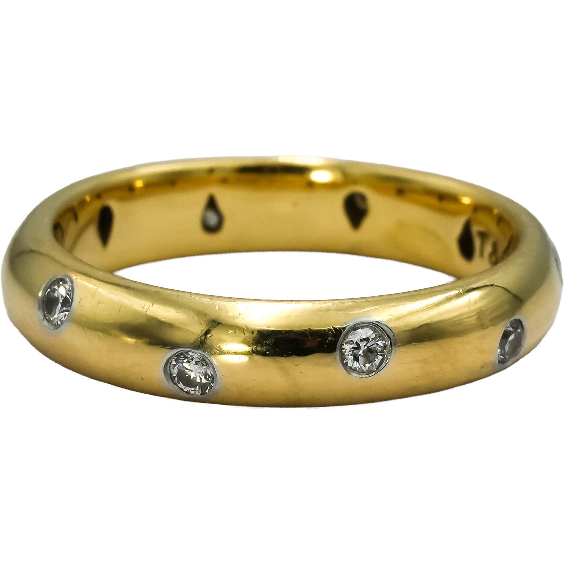 TIFFANY & CO. 18k Gold Platinum VS Diamond Etoile Band Ring 0.30CT Size 7.25