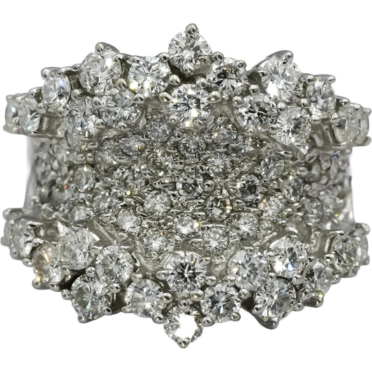 SONIA B. 18k White Gold Round Diamond Cluster Cocktail Ring 1.90CT Size 5.25