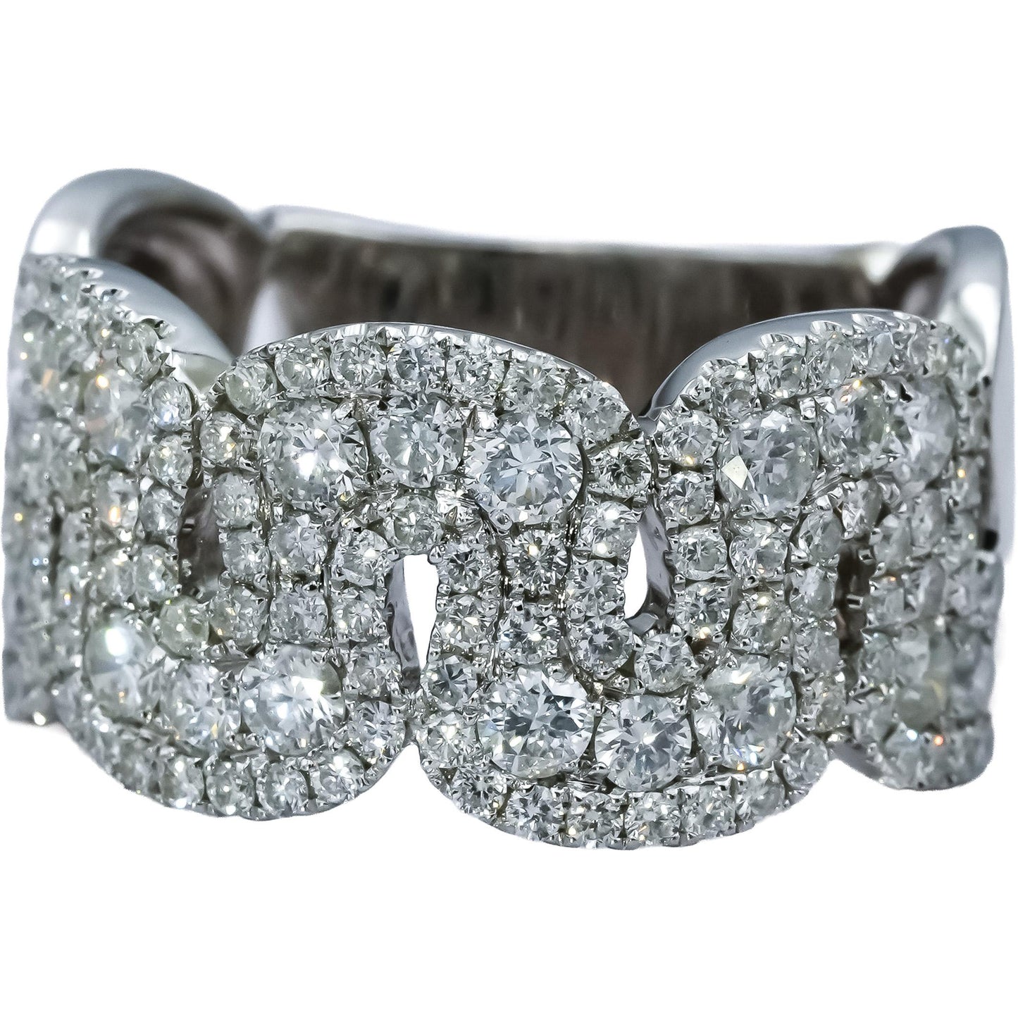 14k White Gold VS Round Diamond Cluster Band Ring 1.26CT Size 7.75