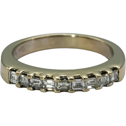 14k White Gold VS Square Asscher Cut Diamond Band Ring 1.0CT Size 7.75