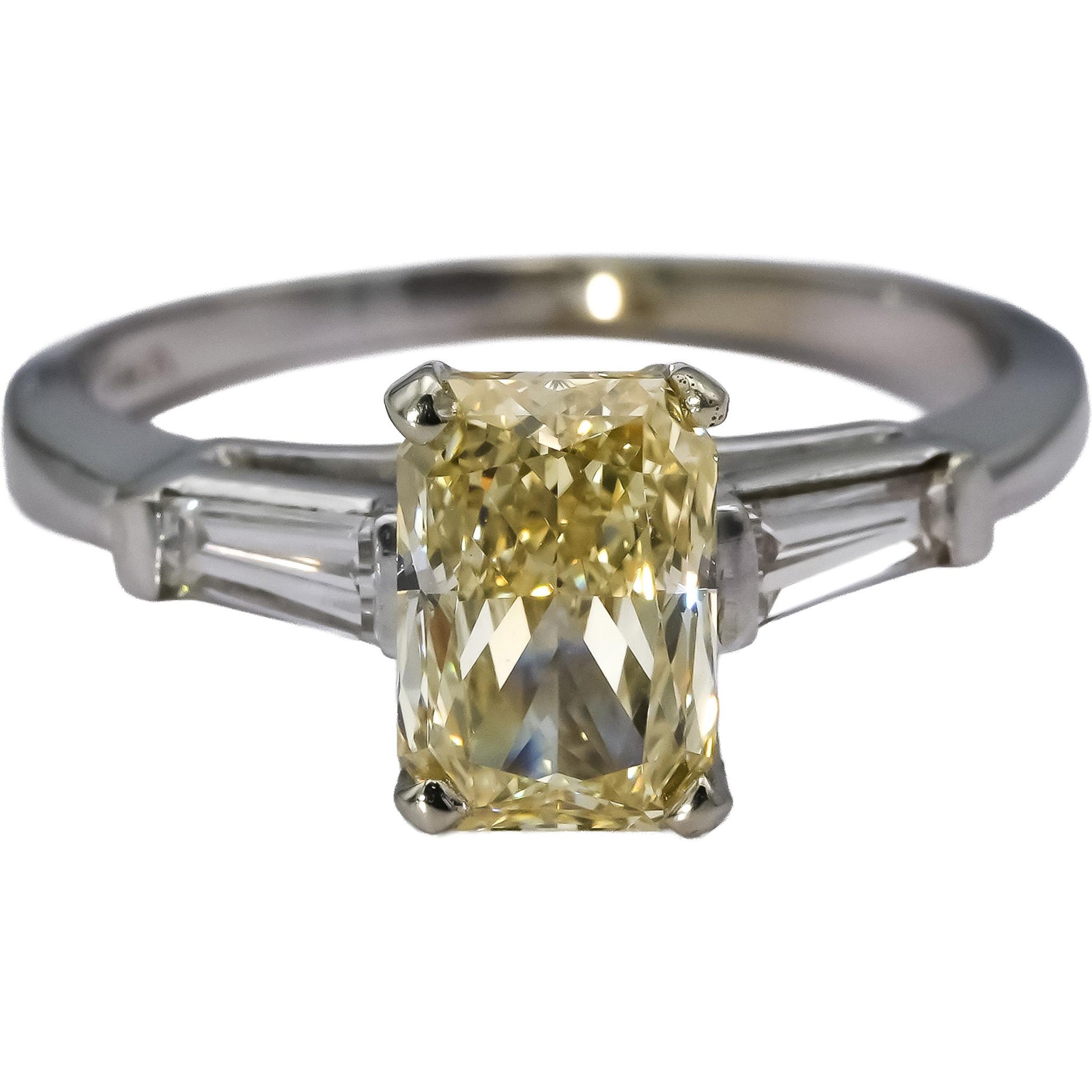 14k White Gold VS Light Yellow & White Diamond Engagement Ring 1.50CT Size 5