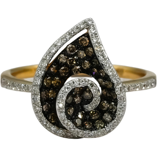 14k Yellow Gold Round Diamond Abstract Floral Ring 0.75CT Size 6.5