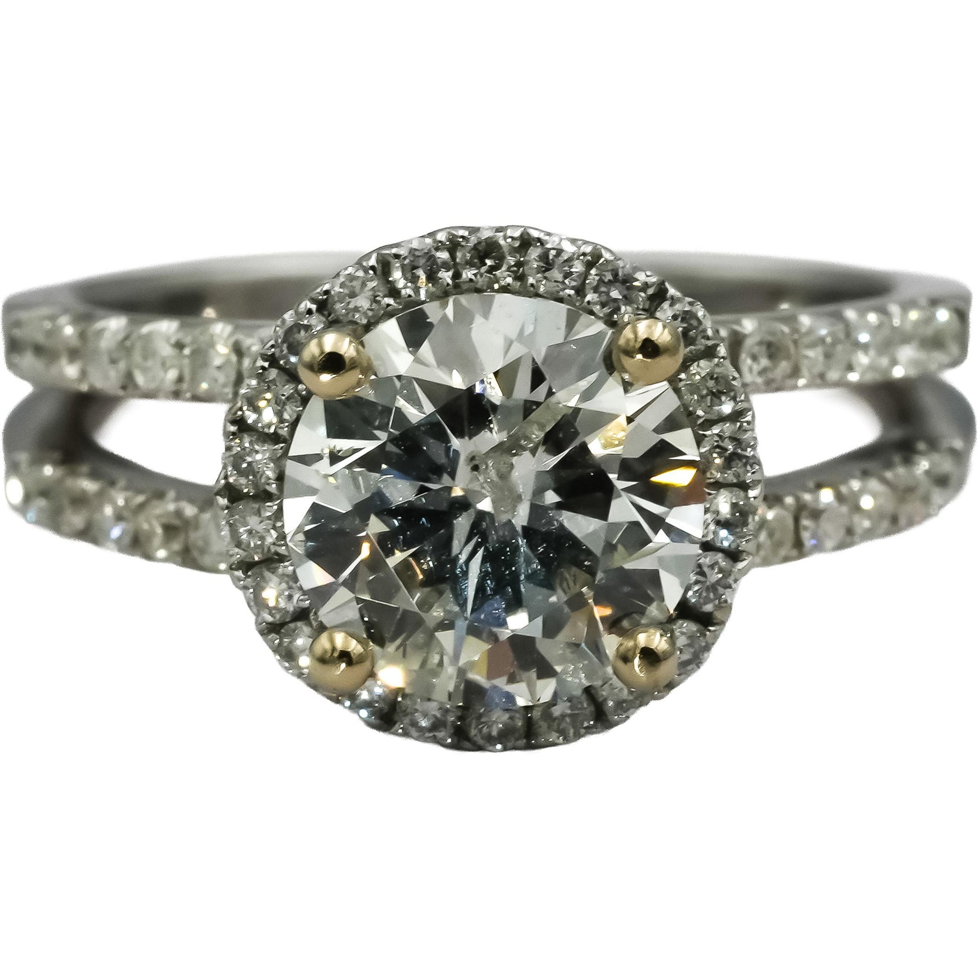 18k White Gold Round Diamond Engagement Ring 2.51CT w/ 0.49CT Center Size 6