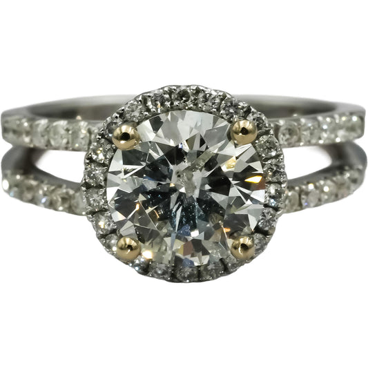 18k White Gold Round Diamond Engagement Ring 2.51CT w/ 0.49CT Center Size 6