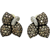 18k White Gold Round Diamond Cluster Floral Earrings 4.0CT