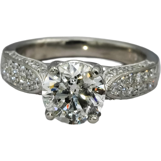 Platinum VS Round Diamond Engagement Ring 2.37CT w/ 2.02CT Center Size 6.25