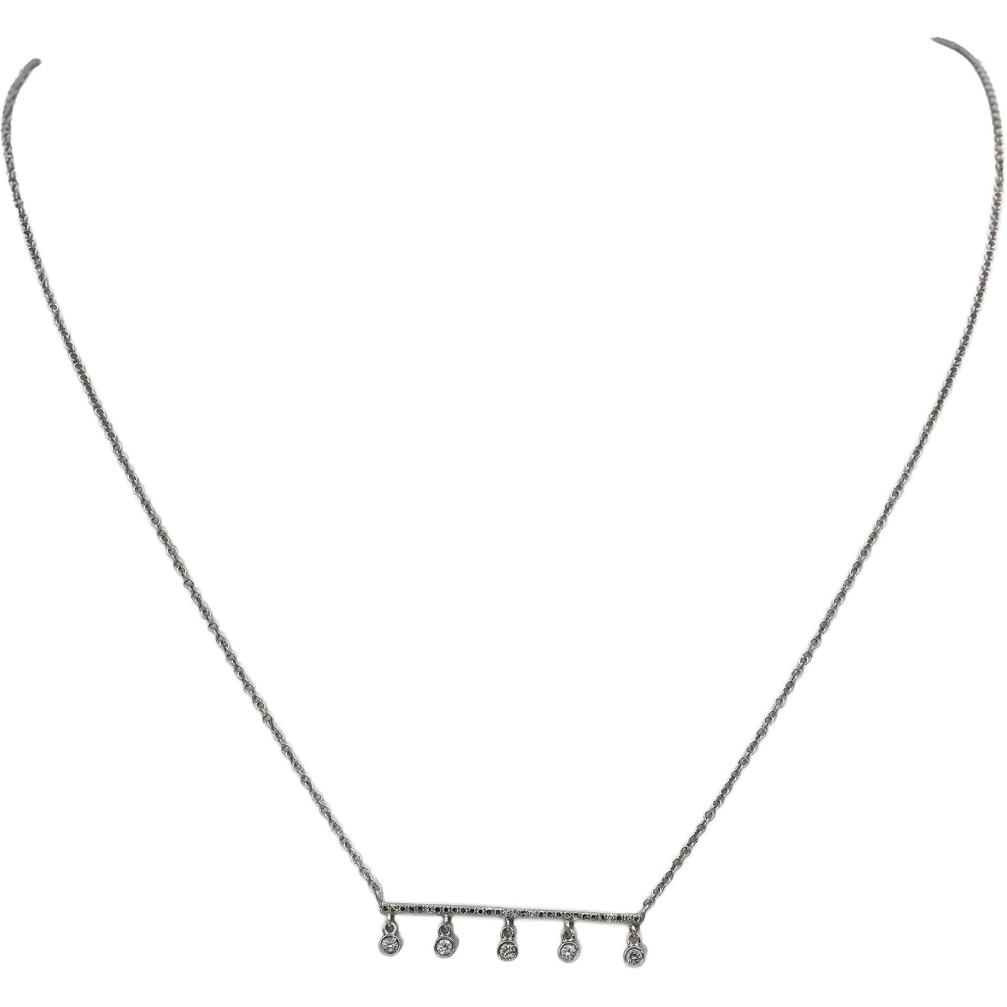 14k White Gold Round Diamond Dangle Pendant Necklace 0.25CT