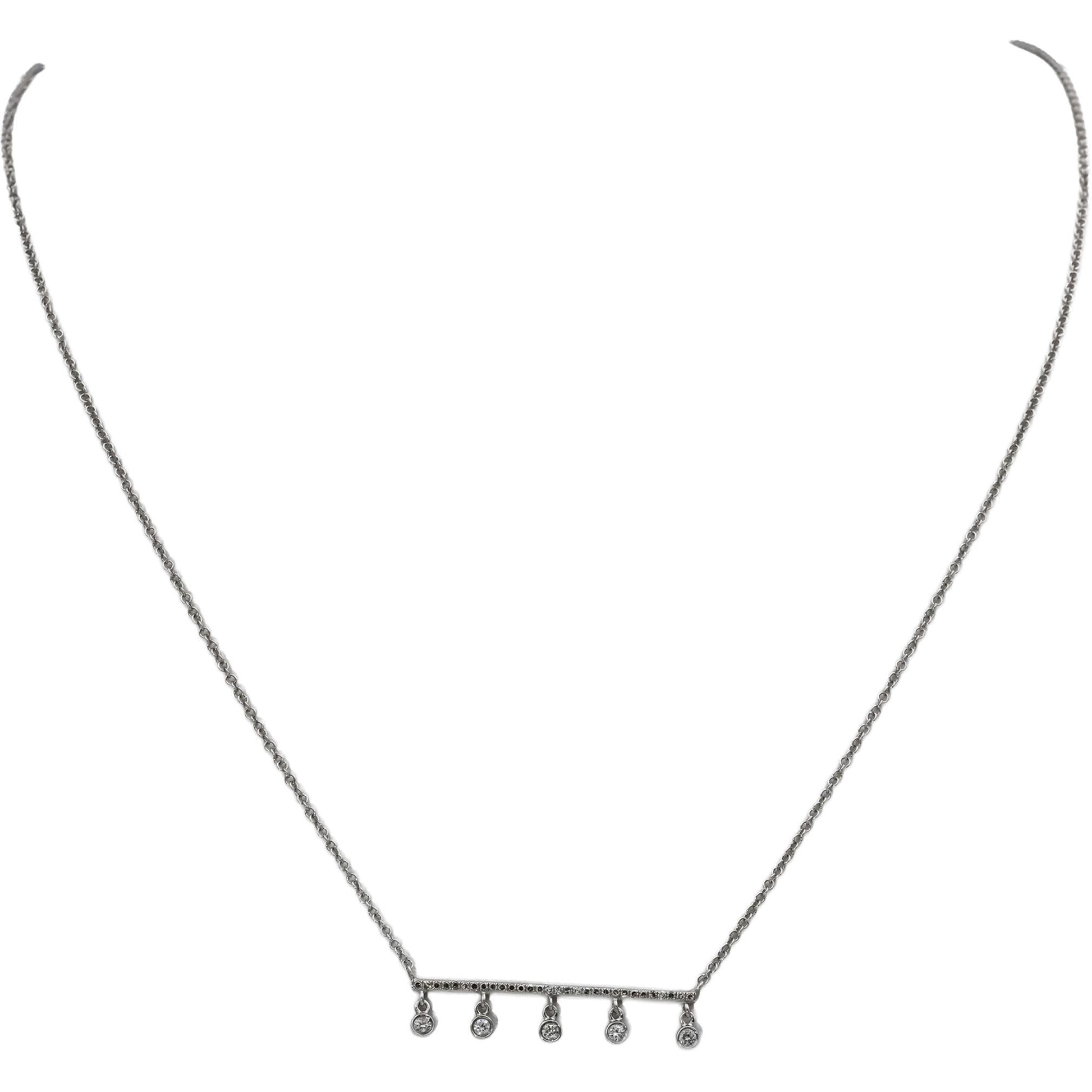 14k White Gold Round Diamond Dangle Pendant Necklace 0.25CT