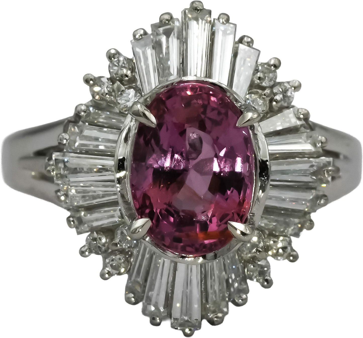 Platinum VS Diamond and Pink Spinel Cocktail Ring 3.15CT Size 6