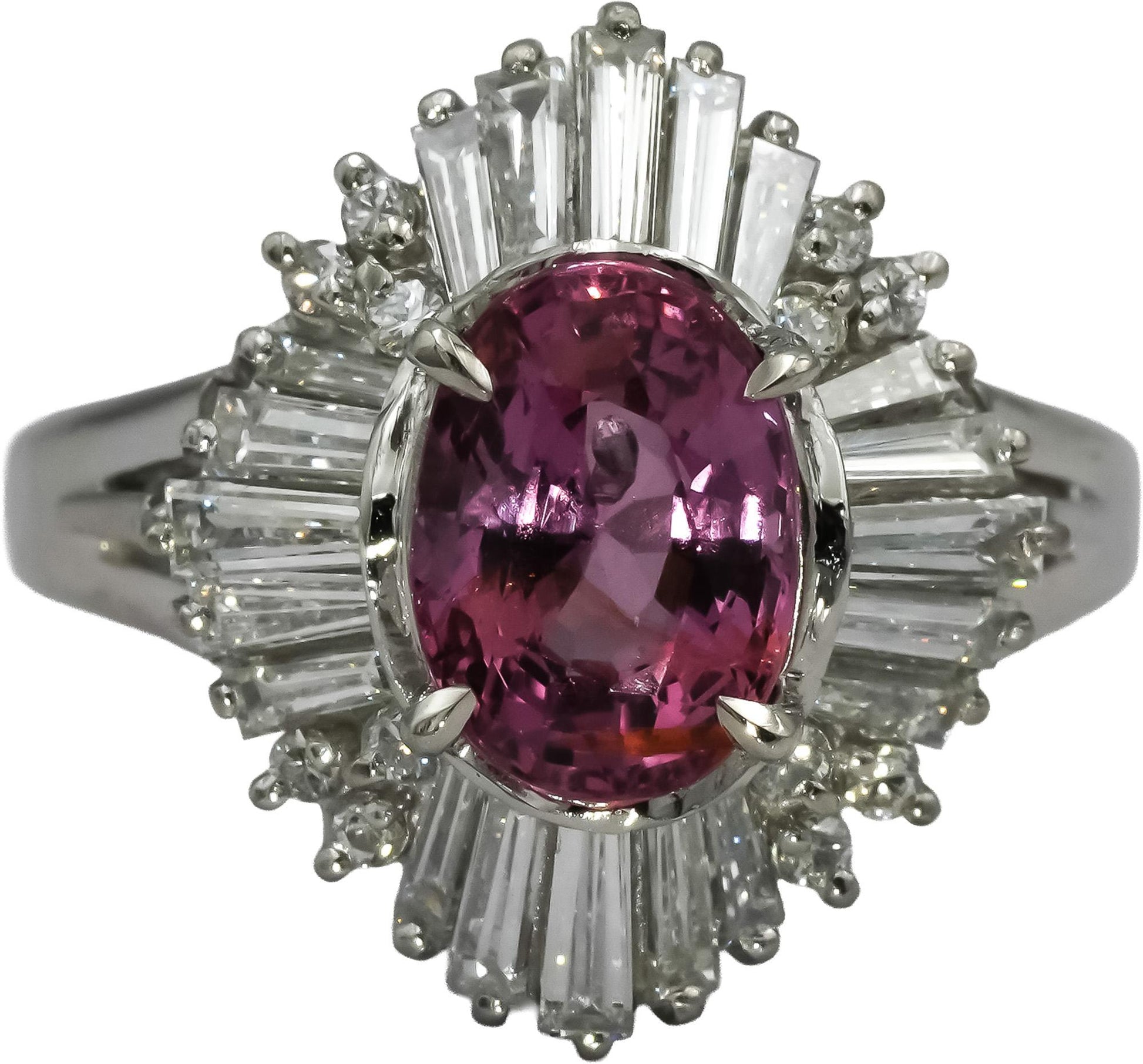 Platinum VS Diamond and Pink Spinel Cocktail Ring 3.15CT Size 6