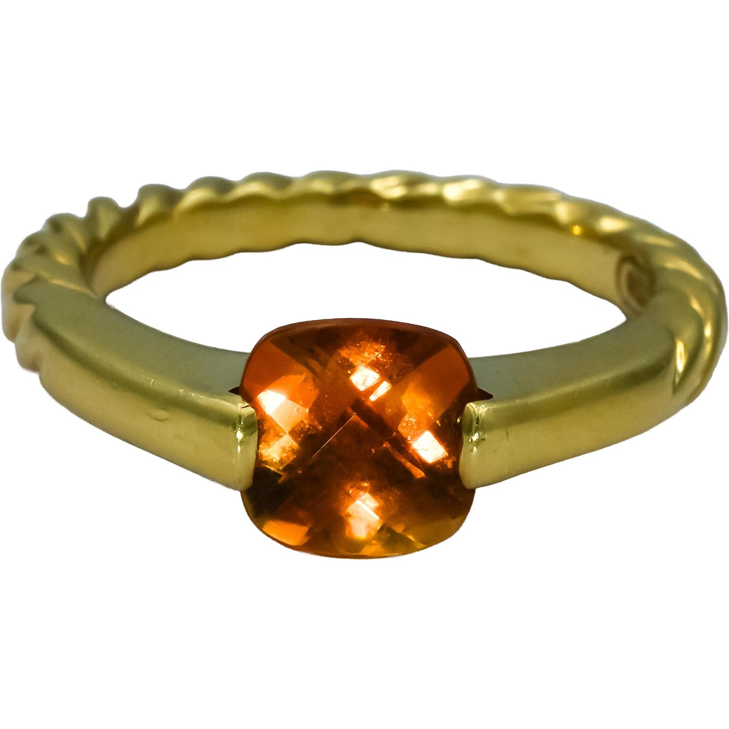 DAVID YURMAN 18k Yellow Gold Cushion Cut Citrine Cocktail Ring Size 6