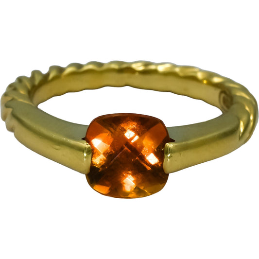 DAVID YURMAN 18k Yellow Gold Cushion Cut Citrine Cocktail Ring Size 6