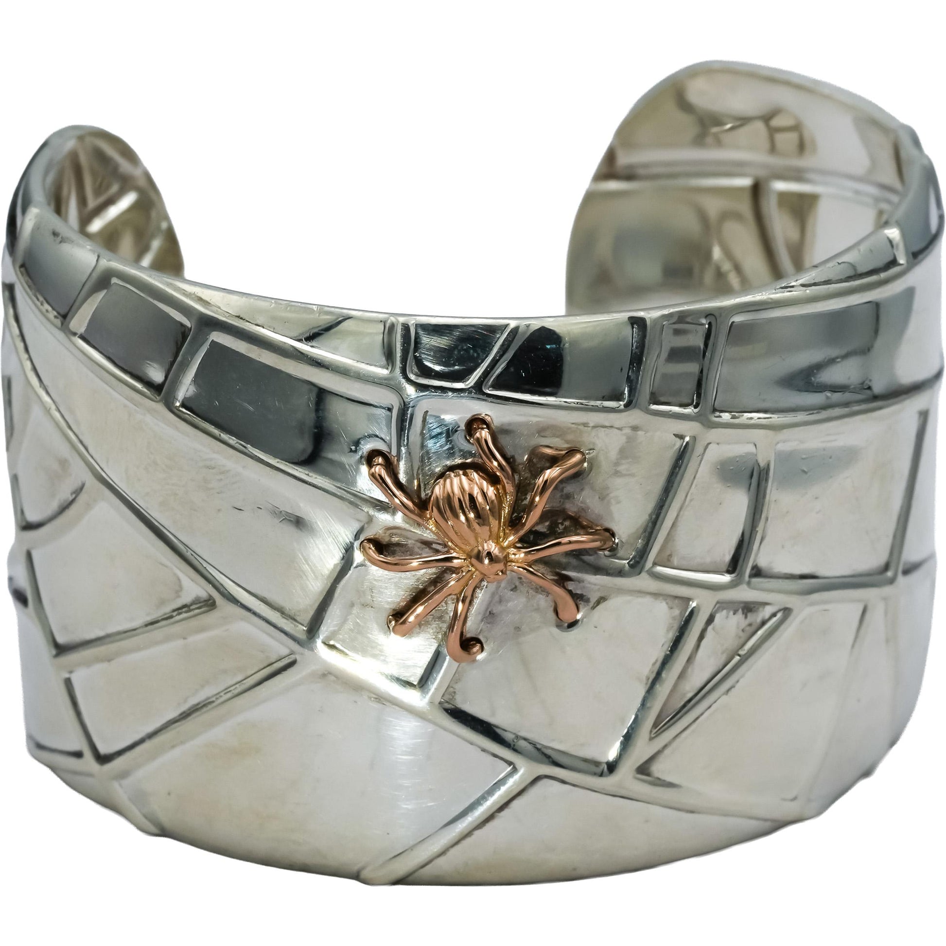 TIFFANY & CO. Sterling Silver 18k Gold Spider Web Cuff Bracelet
