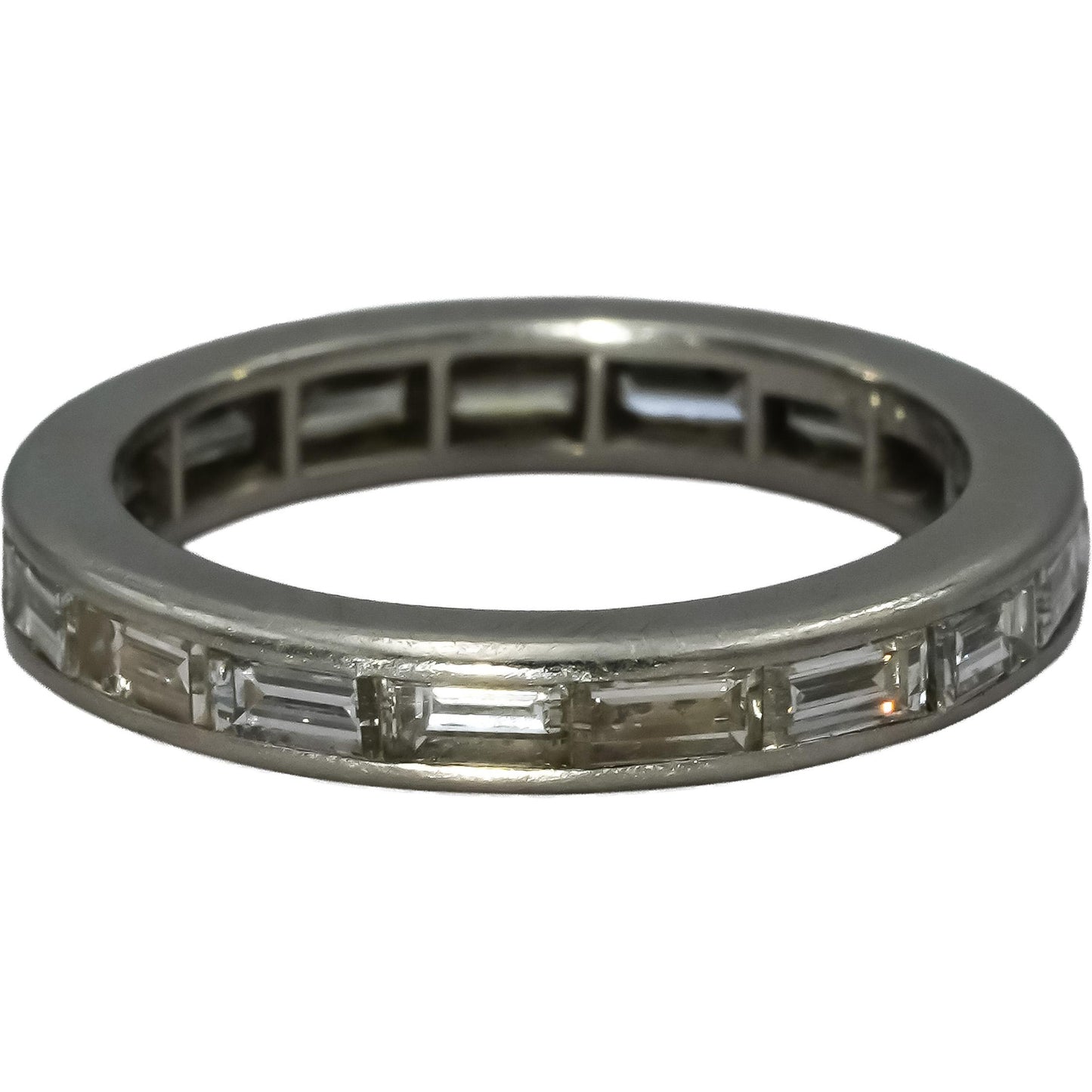 Platinum Emerald Cut Channel Set Diamond Eternity Ring 1.18CT Size 4.25